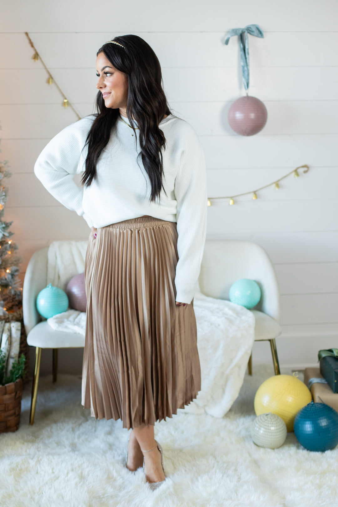 Pleated Pull On Midi Skirt | FINAL SALE