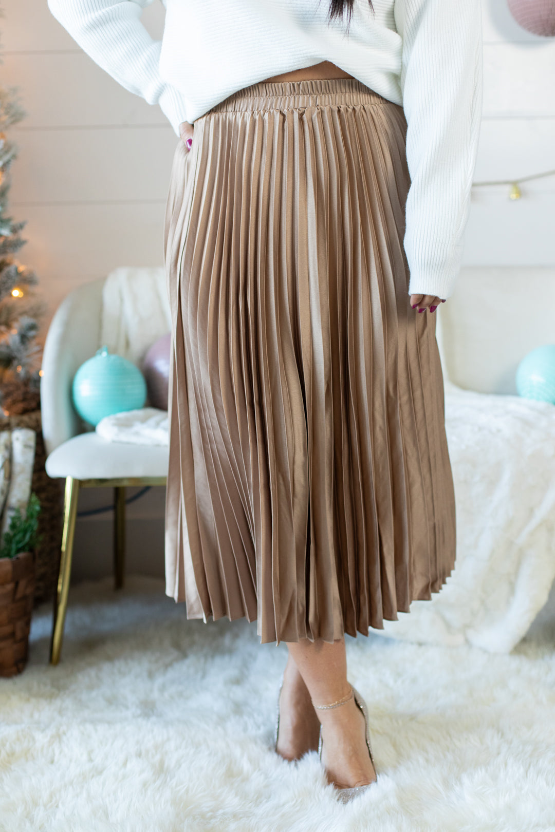 Pleated Pull On Midi Skirt | FINAL SALE