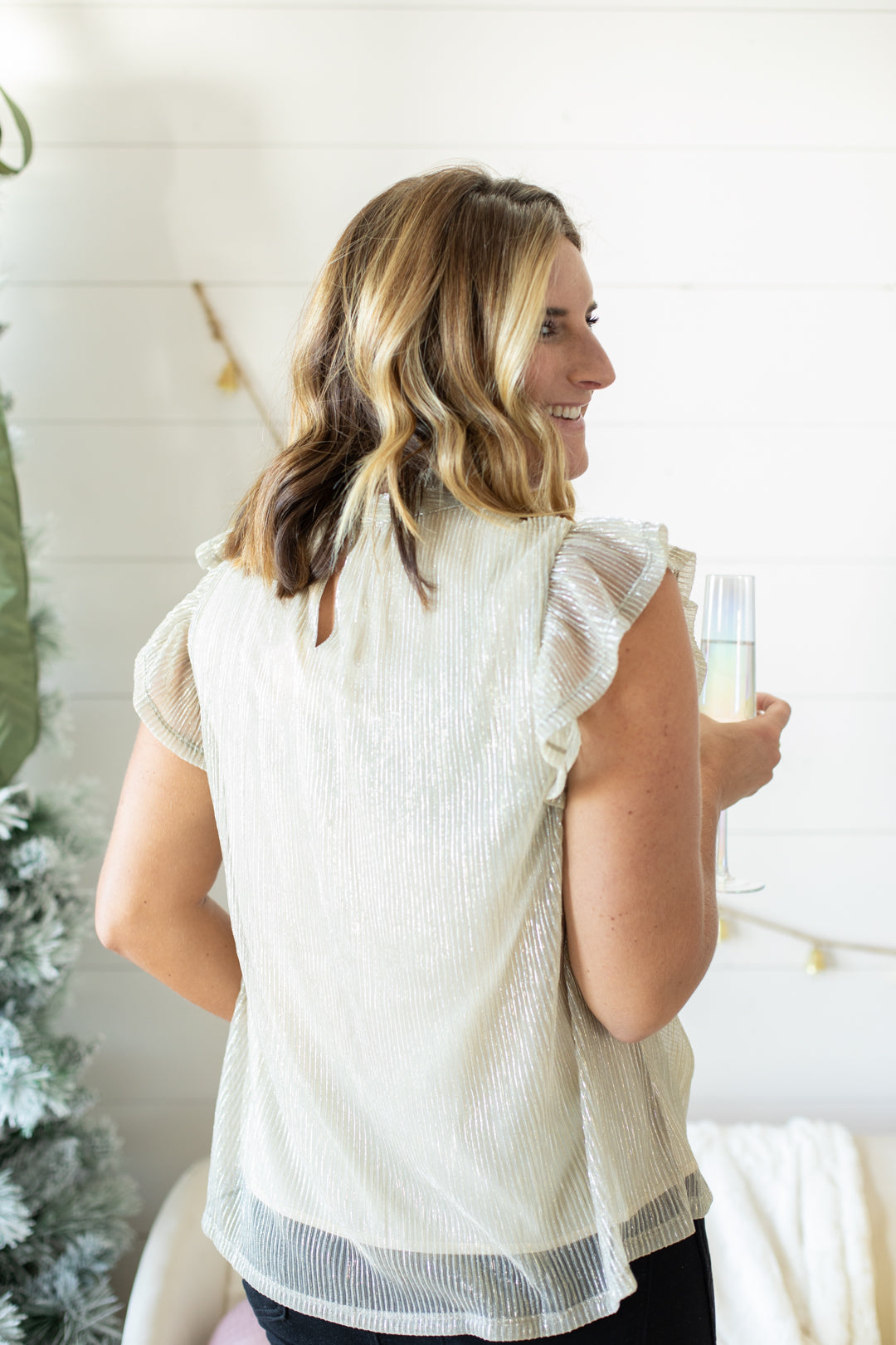 THML Shimmer Ribbed Top | FINAL SALE