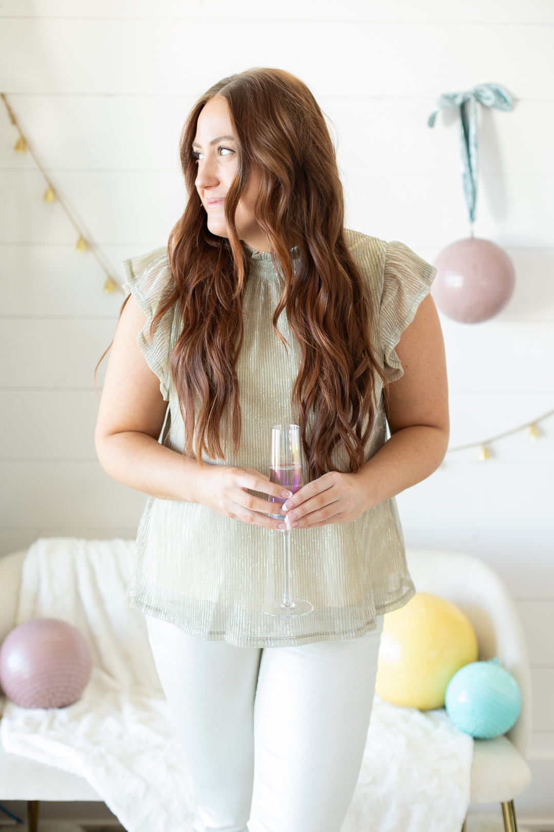 THML Shimmer Ribbed Top | FINAL SALE
