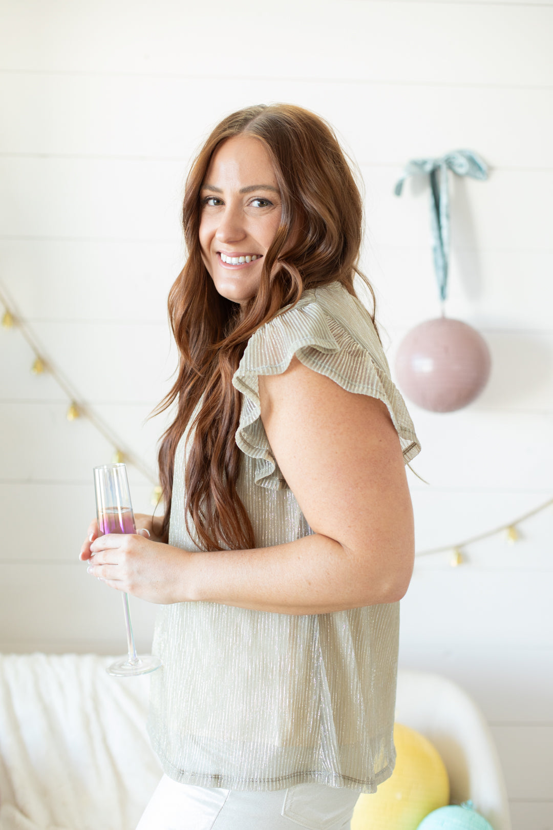 THML Shimmer Ribbed Top | FINAL SALE