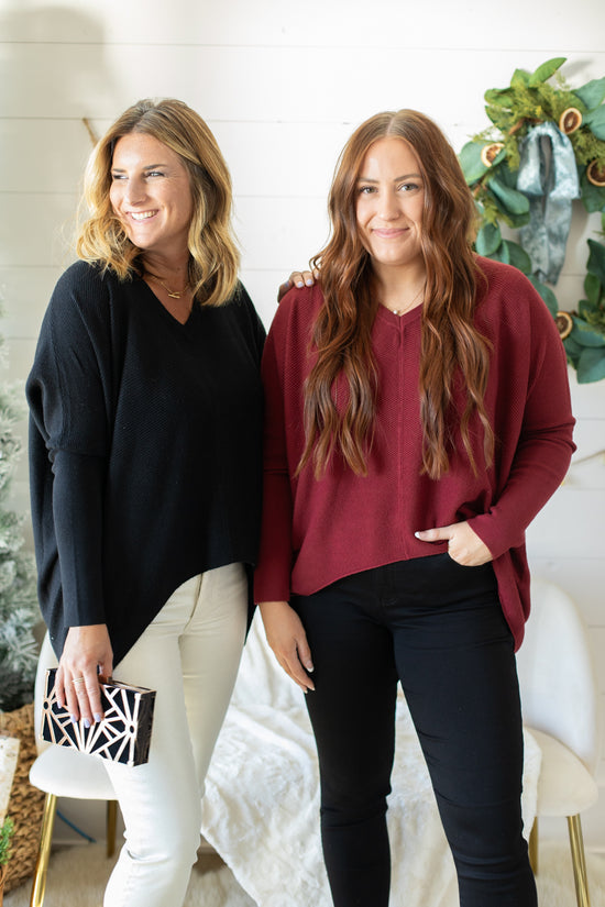 Nikki Ribbed V Neck Dolman Tunic