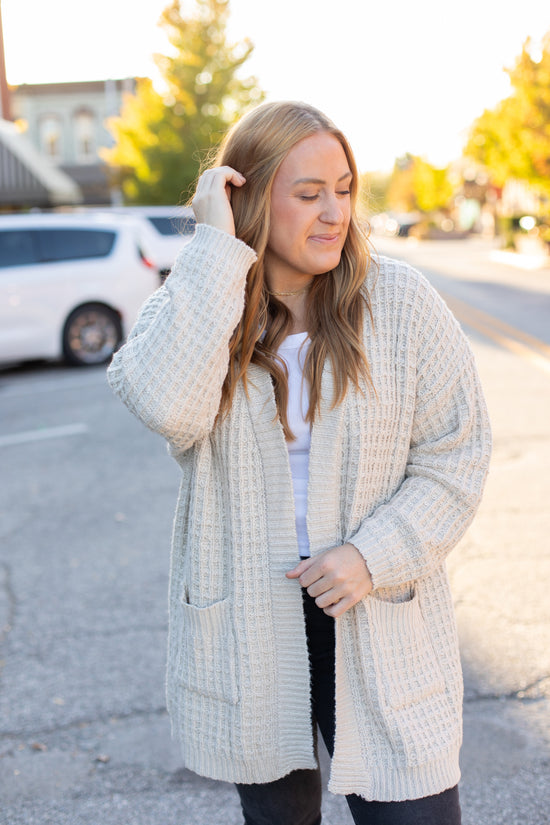 Chunky waffle knit cardigan shop