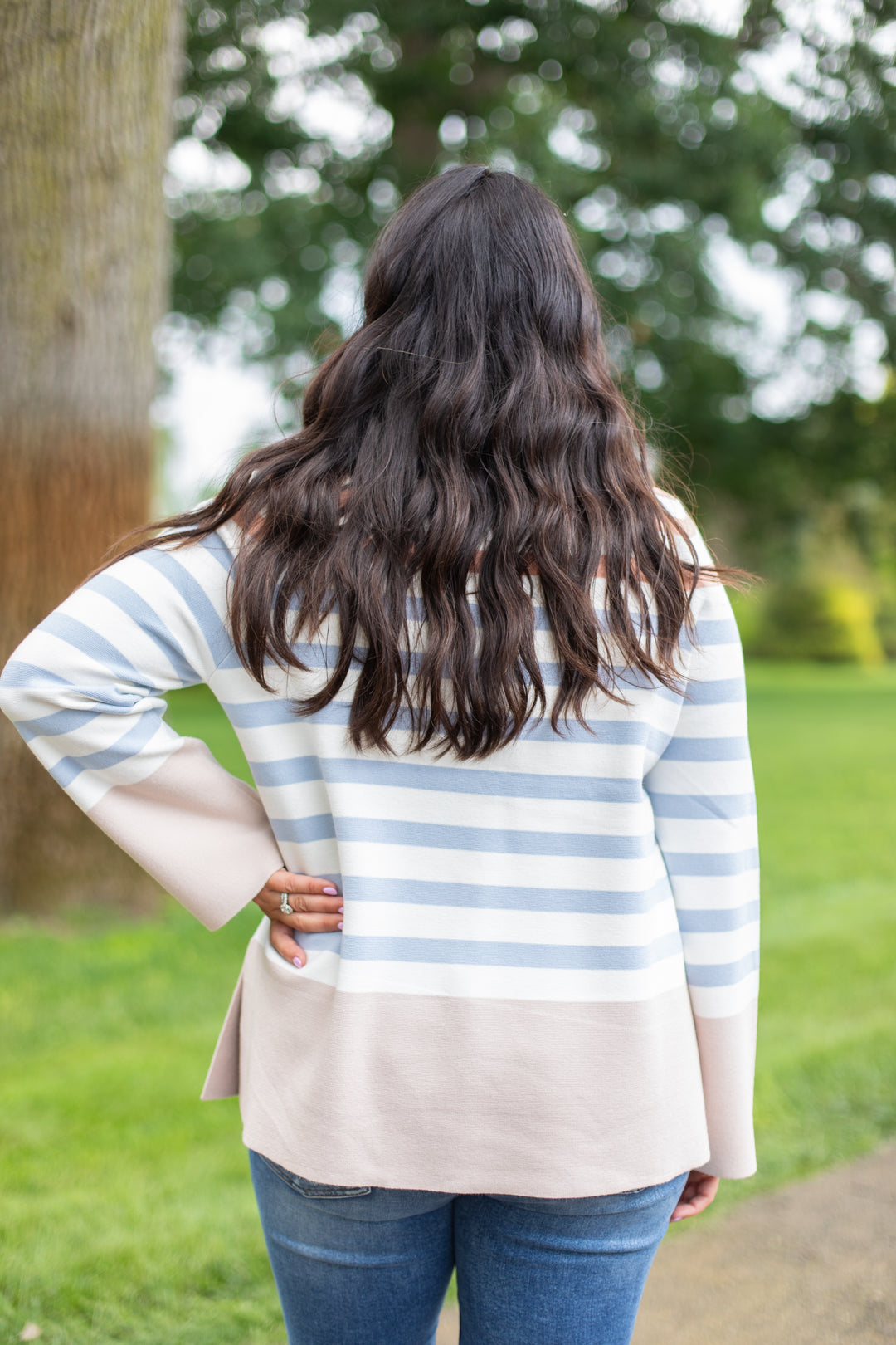 Jessie Striped Mock Neck Sweater