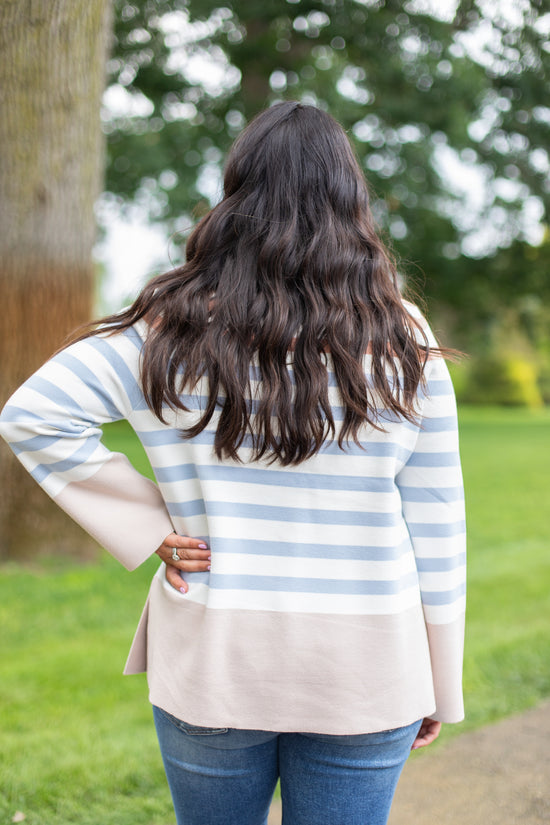Jessie Striped Mock Neck Sweater