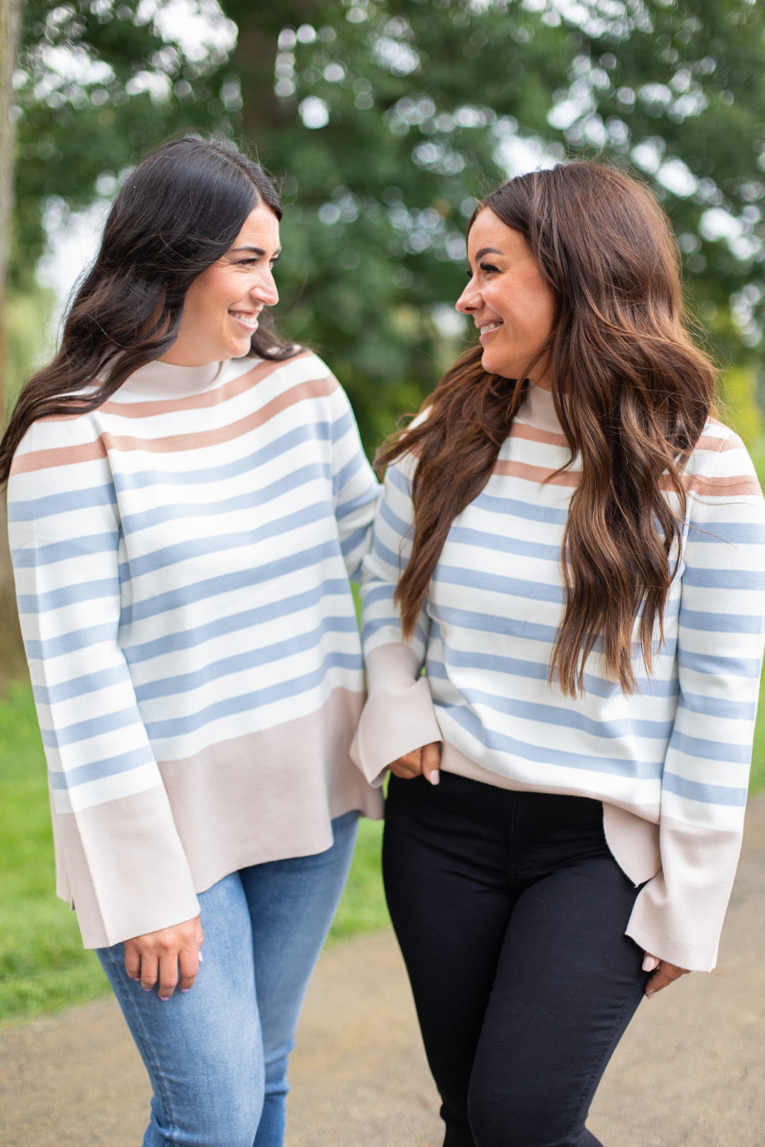 Load image into Gallery viewer, Jessie Striped Mock Neck Sweater
