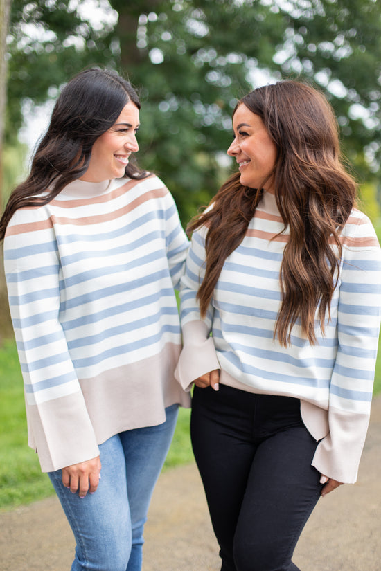 Jessie Striped Mock Neck Sweater