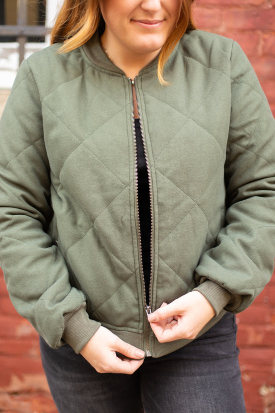 Load image into Gallery viewer, Olive Bomber Jacket
