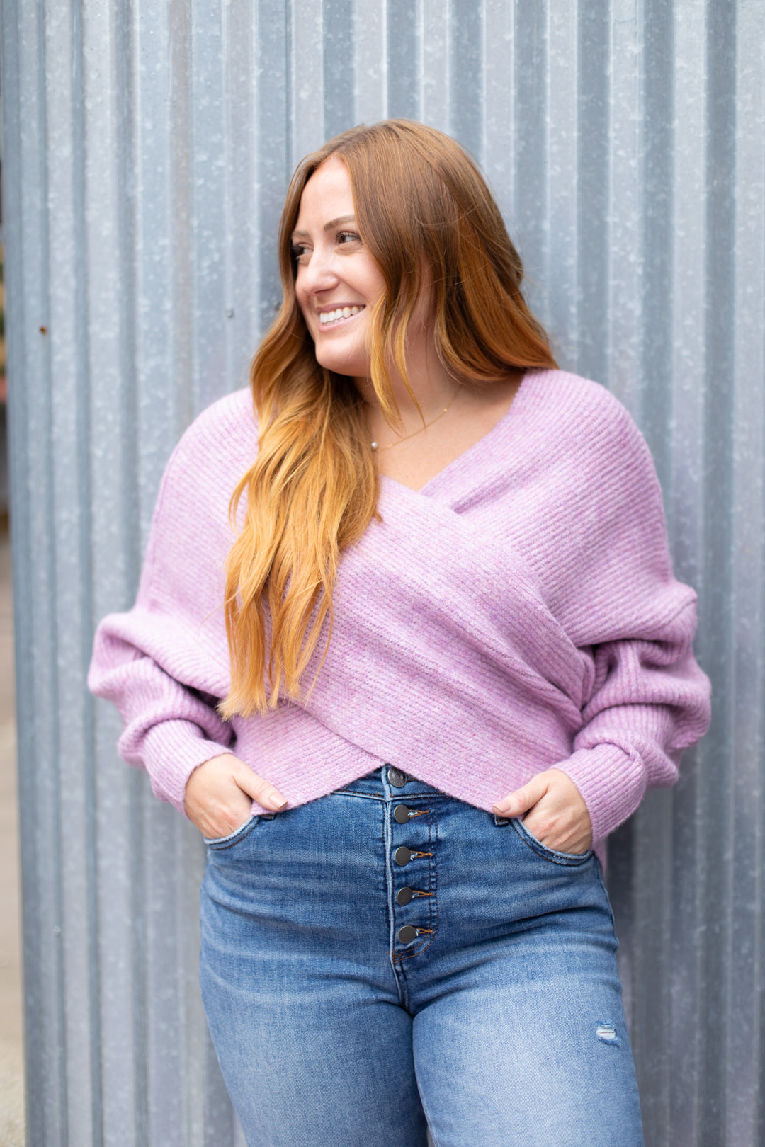 Callie Crossover Ribbed Sweater