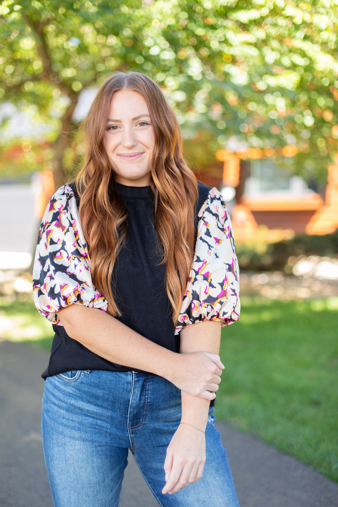 THML Abby Floral Sleeve Top