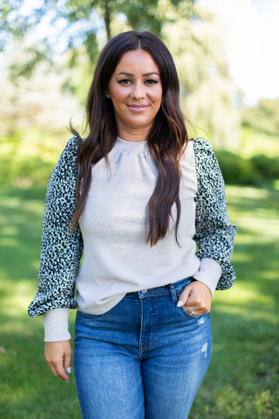 THML Nina Textured Leopard Print Top