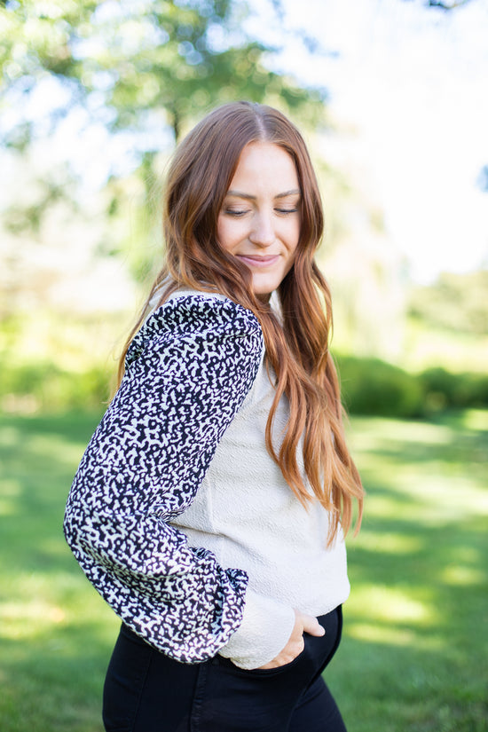 THML Nina Textured Leopard Print Top