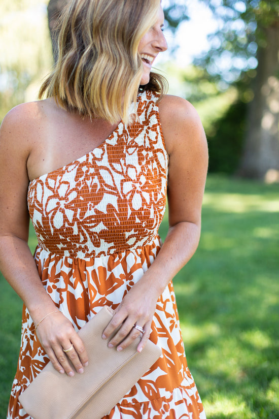 Mila Smocked One Shoulder Maxi