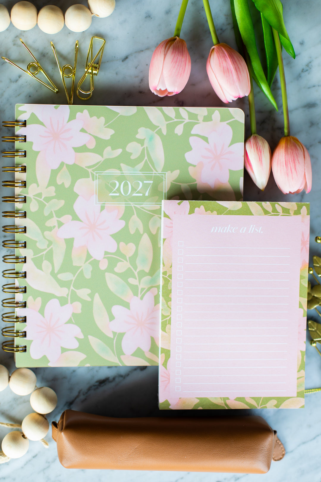 Bundle: 2027 Blush Bouquet Planner + Notepad