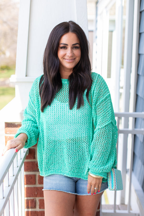 Isabella Bell Sleeve Crochet Sweater