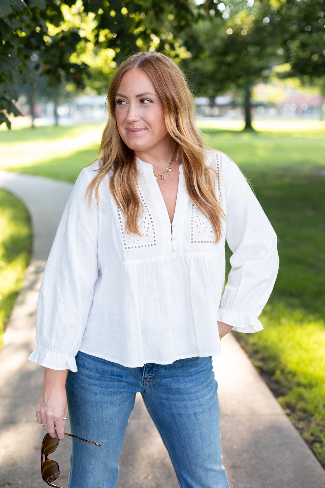 Whitley Eyelet Linen Top