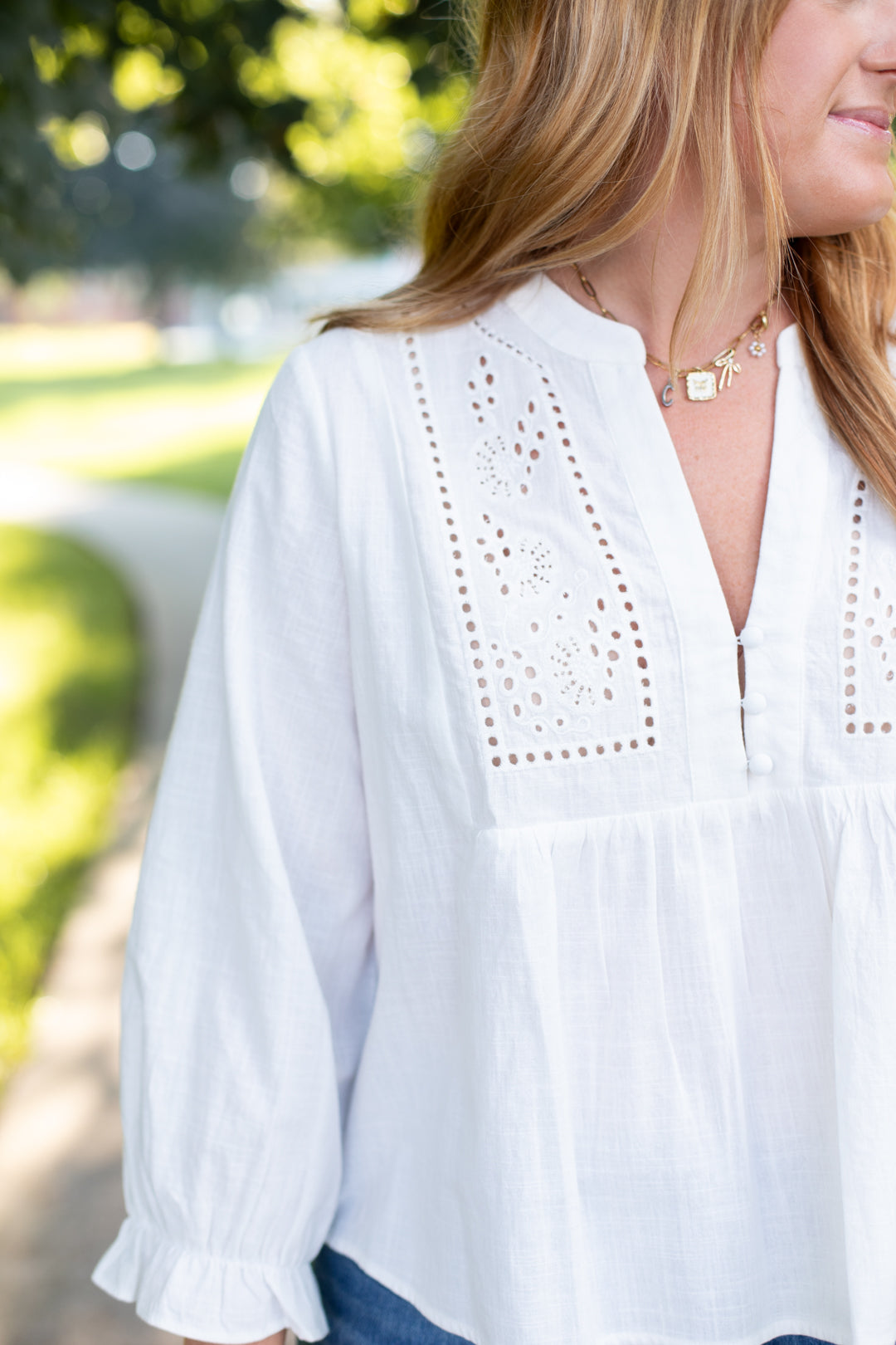 Whitley Eyelet Linen Top