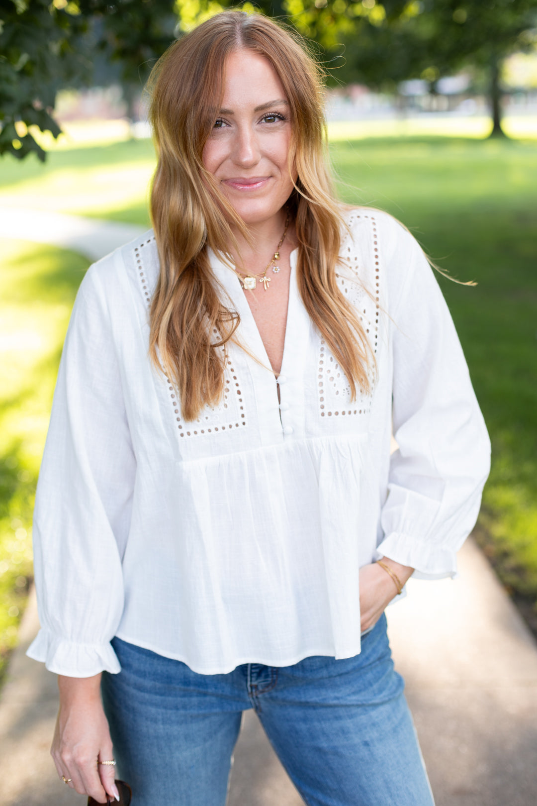 Whitley Eyelet Linen Top