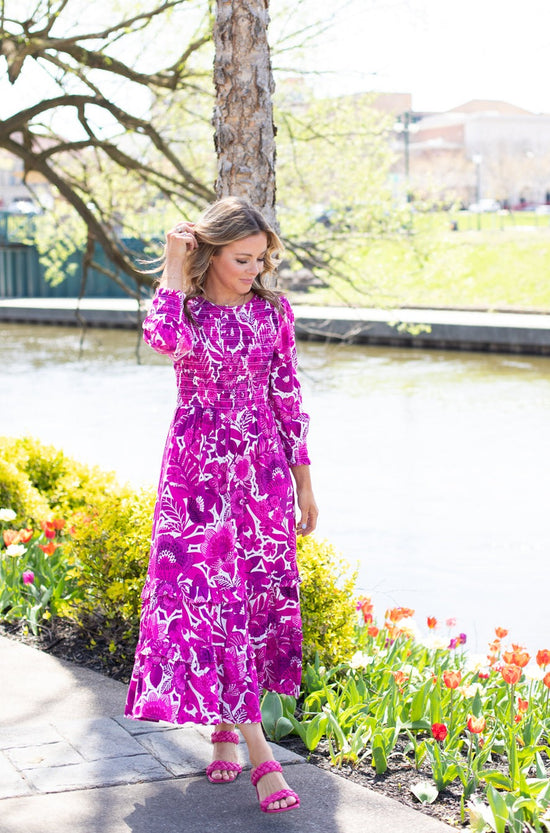 Millie Smocked 3/4 Sleeve Maxi Dress