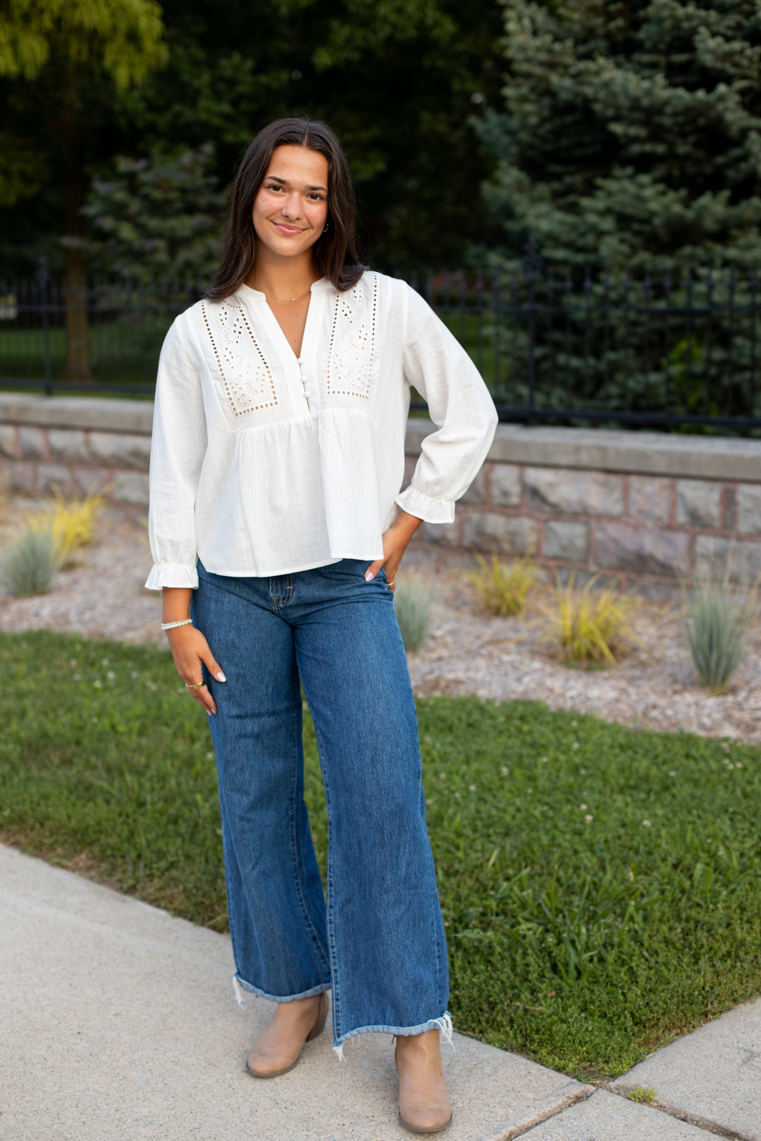 Whitley Eyelet Linen Top