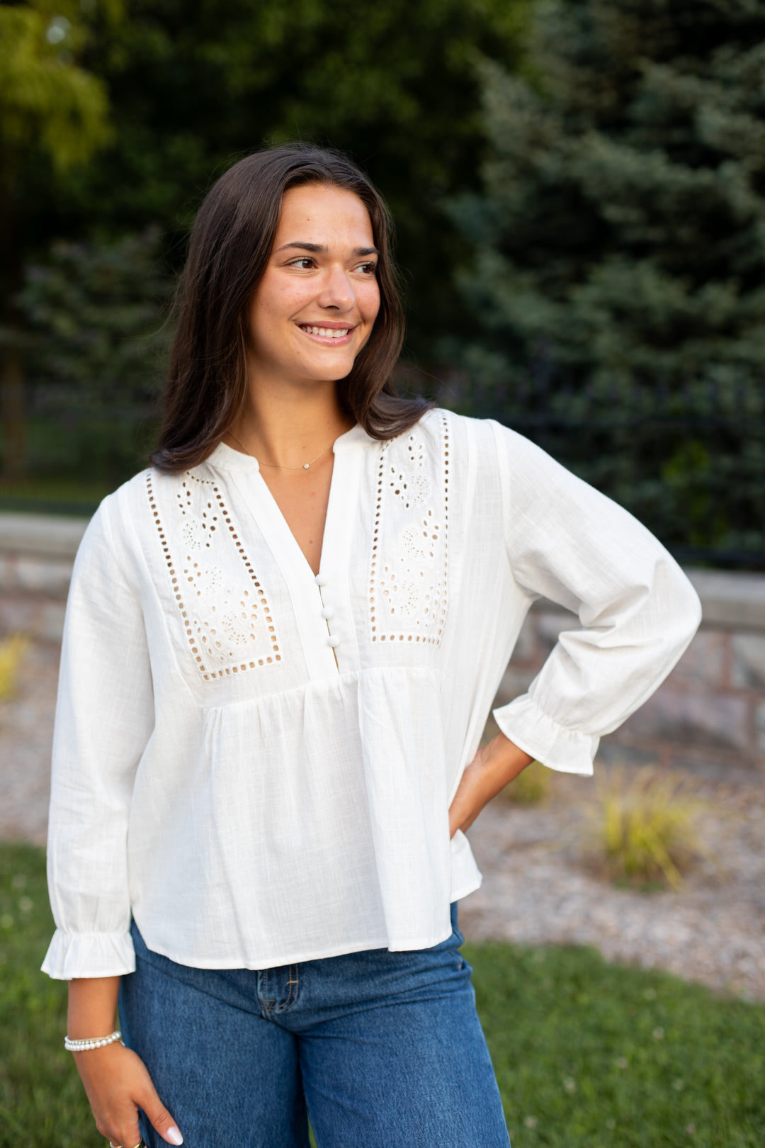 Whitley Eyelet Linen Top