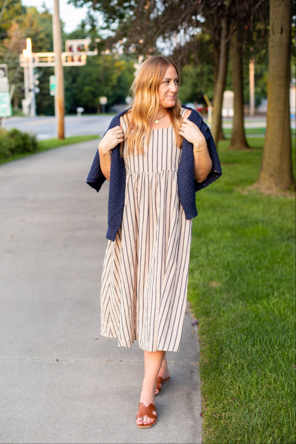 Destin Striped Midi Dress