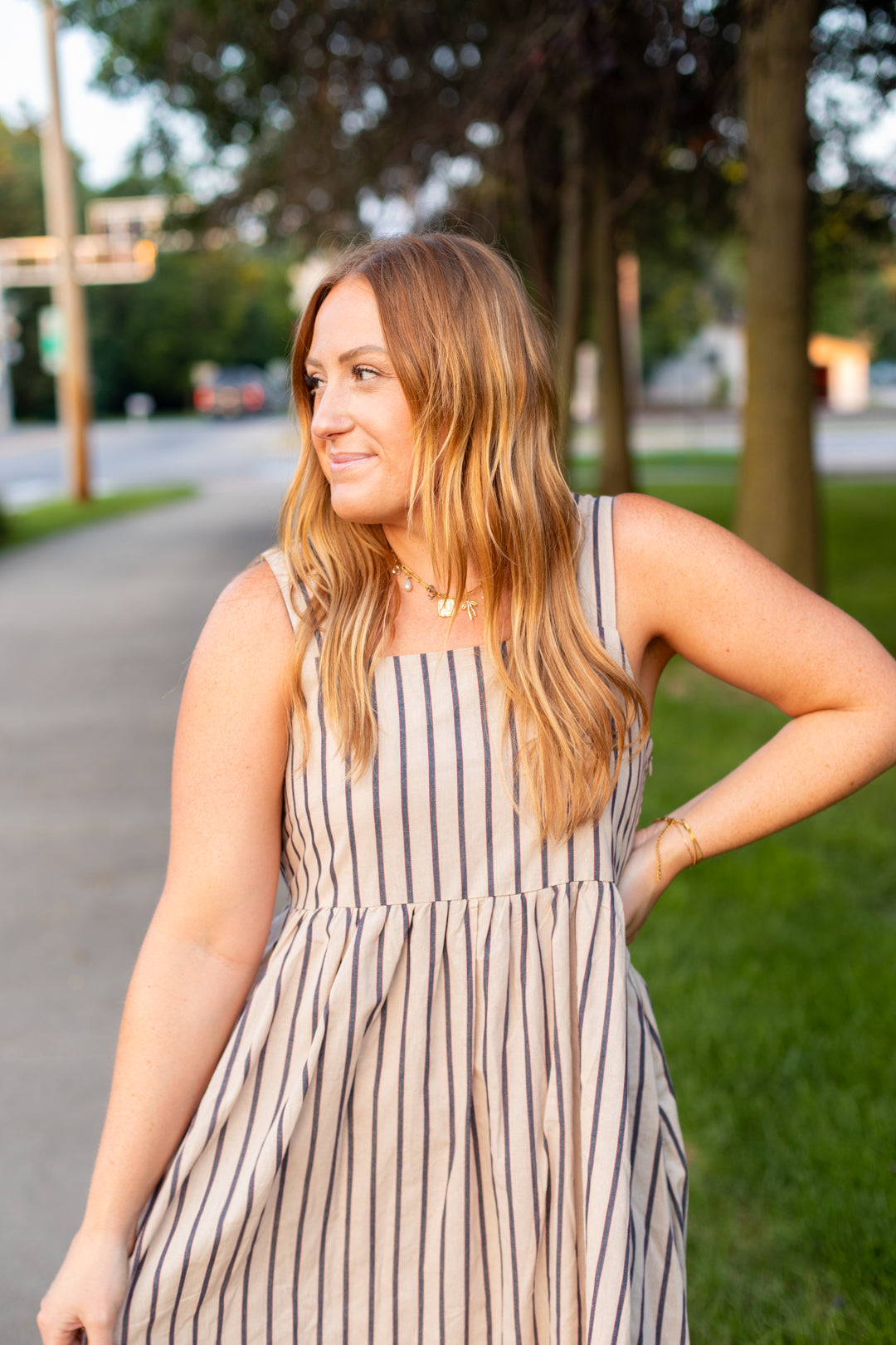 Destin Striped Midi Dress
