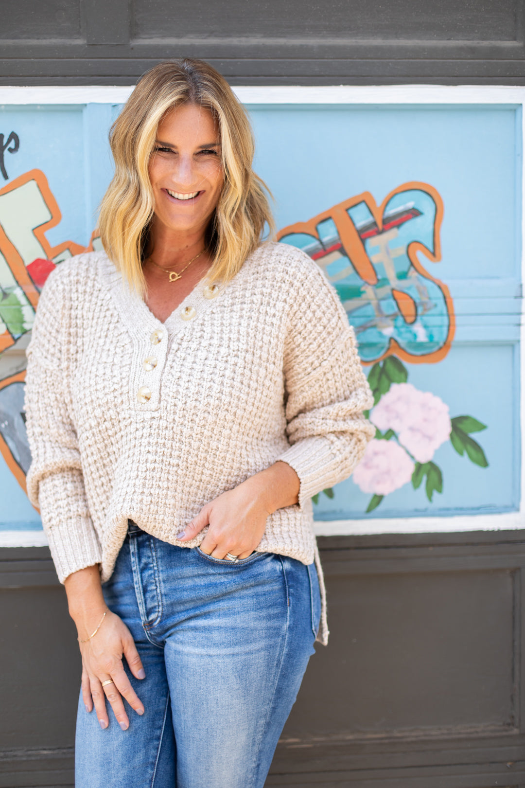 Jenna Thermal Henley Sweater