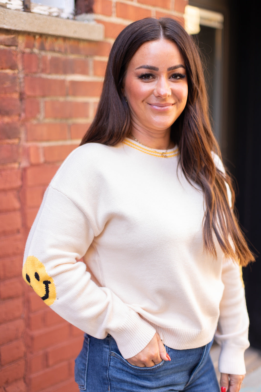 THML Smiley Sleeve Sweater