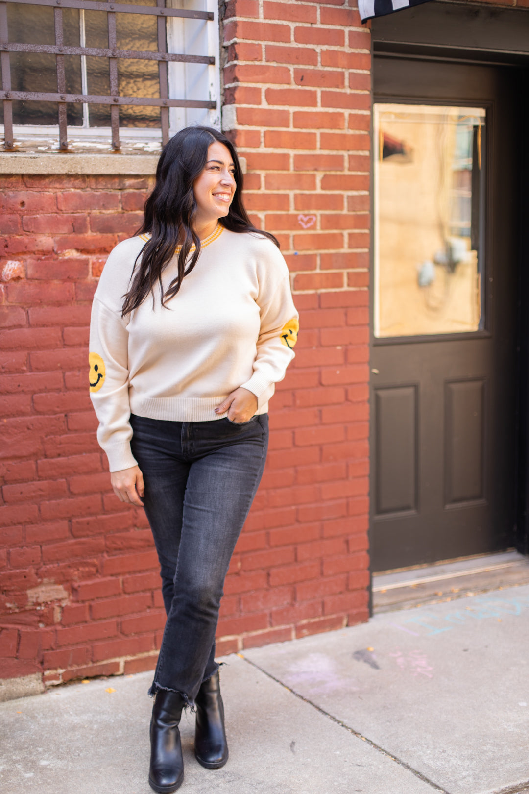 THML Smiley Sleeve Sweater