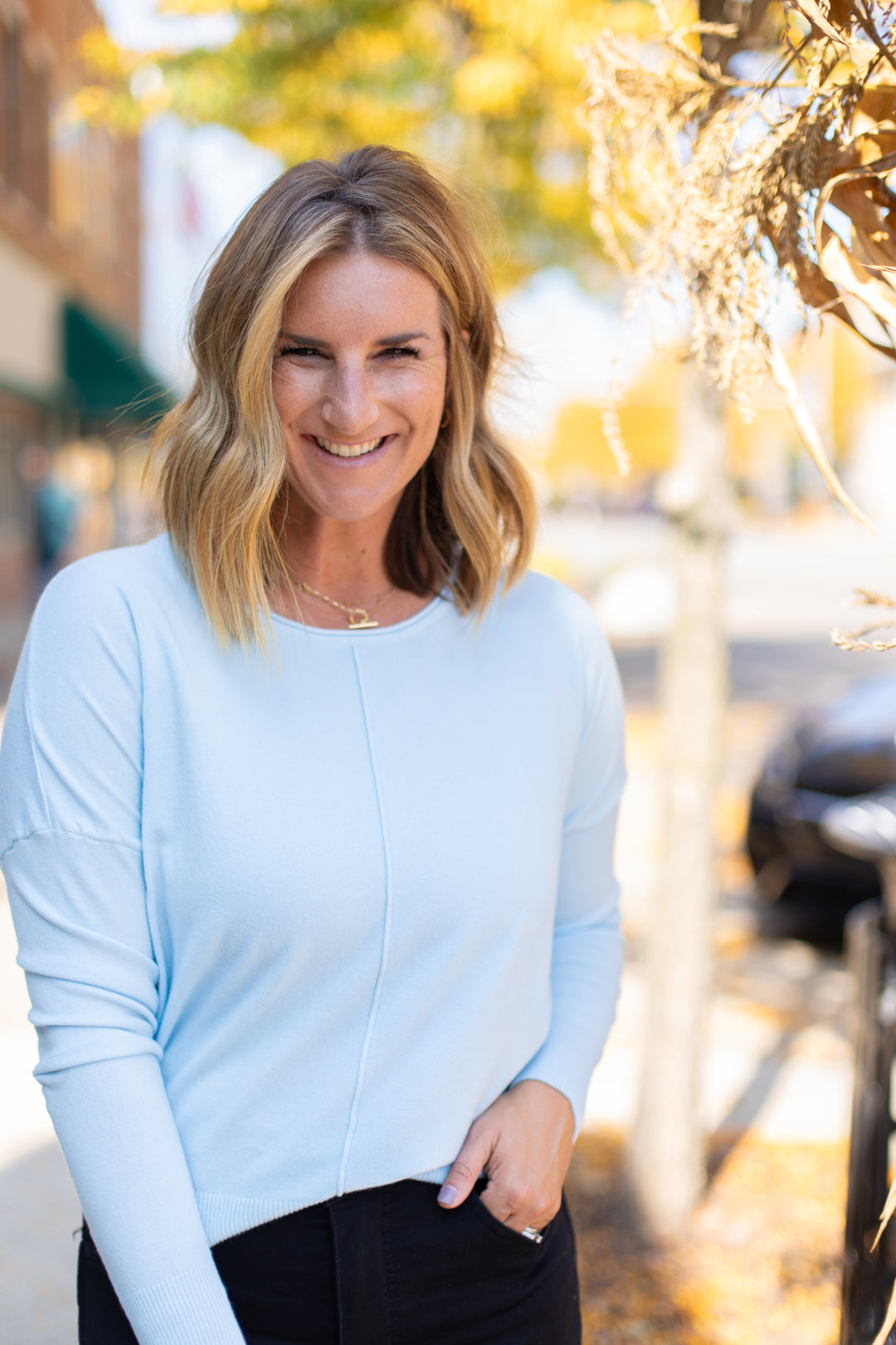 Soft Knit Rounded Neck Sweater
