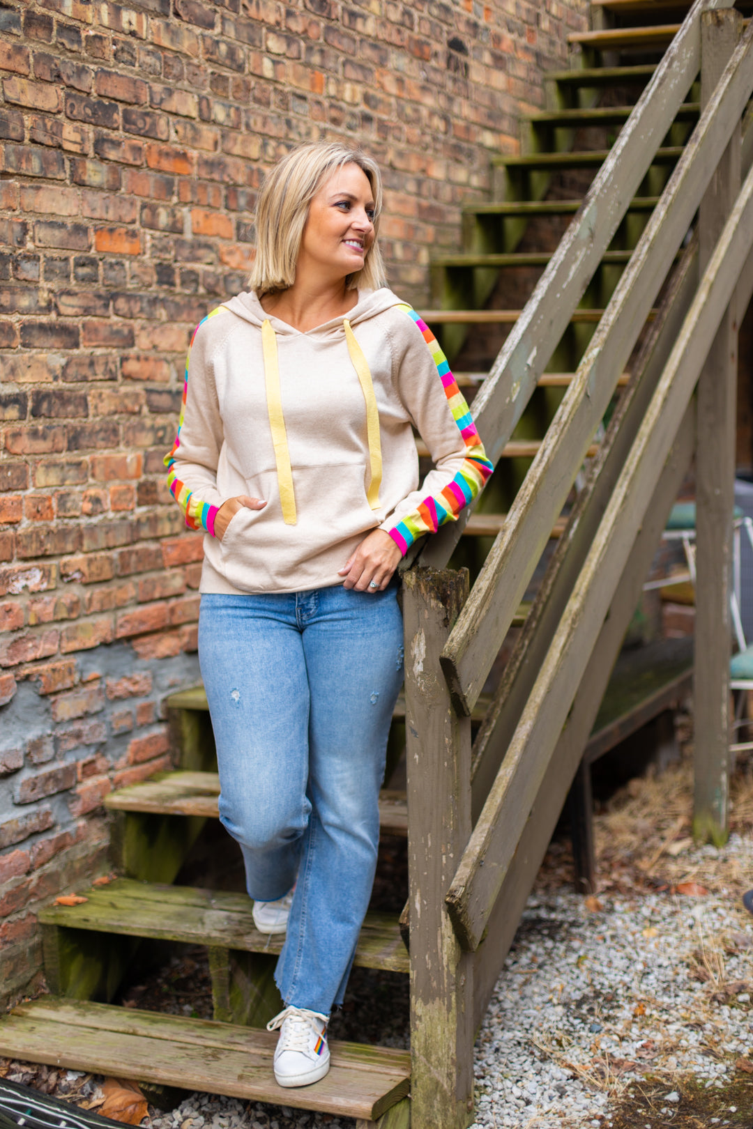 Colorblock Sleeve Hooded Pullover