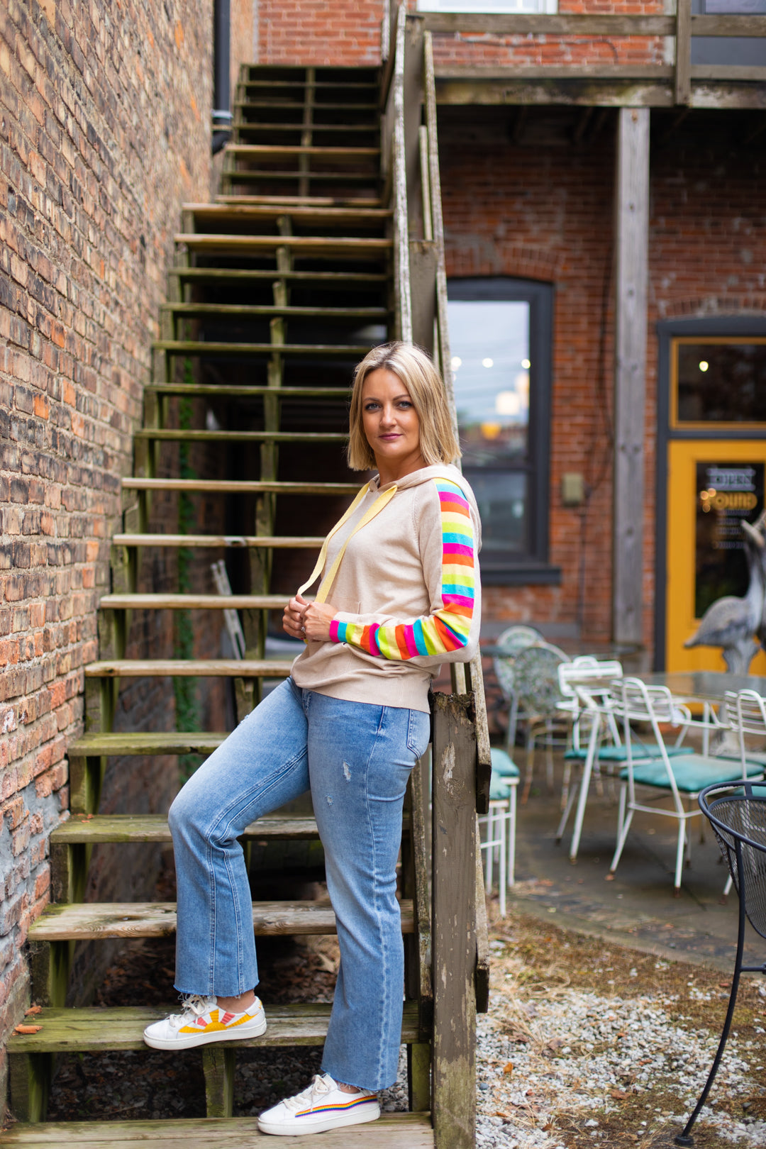 Colorblock Sleeve Hooded Pullover