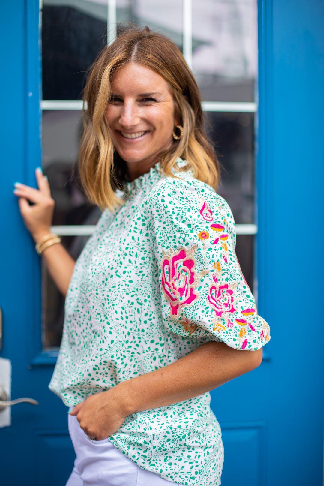 Chelsea Embroidered Sleeve Top