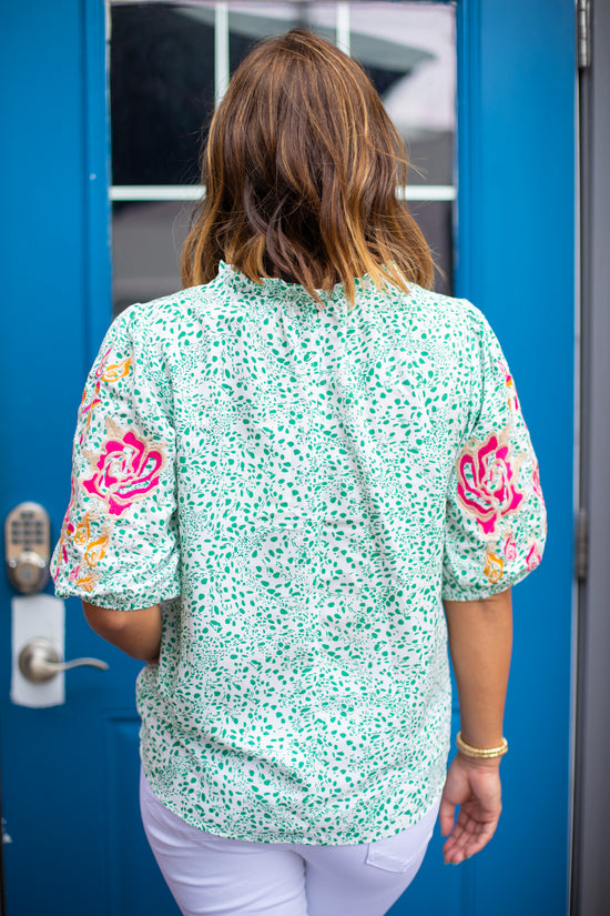 Chelsea Embroidered Sleeve Top