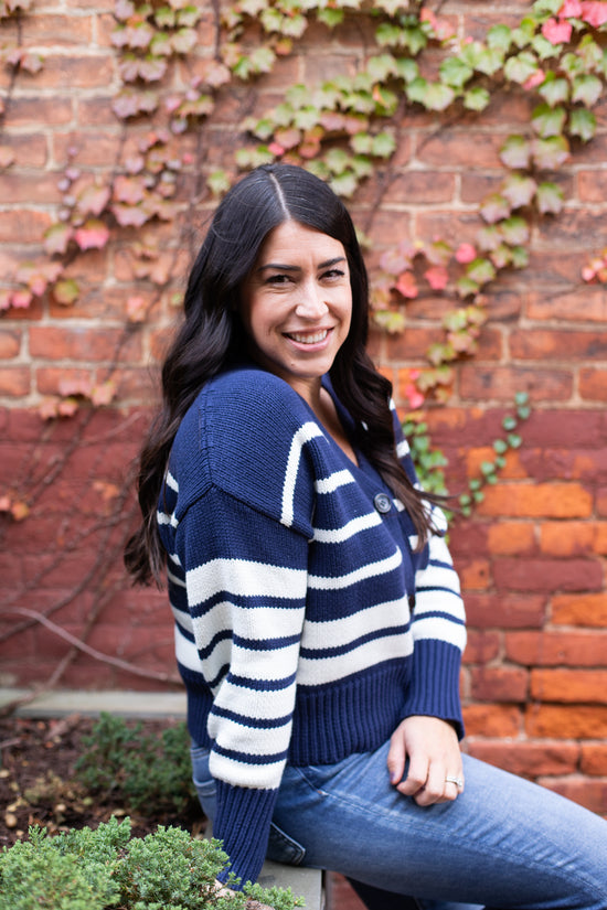 Navy Chunky Striped Cardigan | FINAL SALE