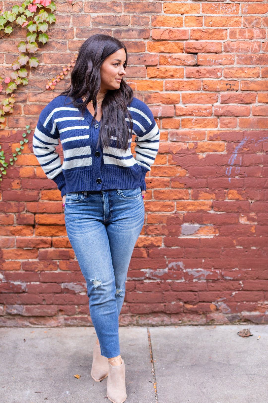 Navy Chunky Striped Cardigan | FINAL SALE