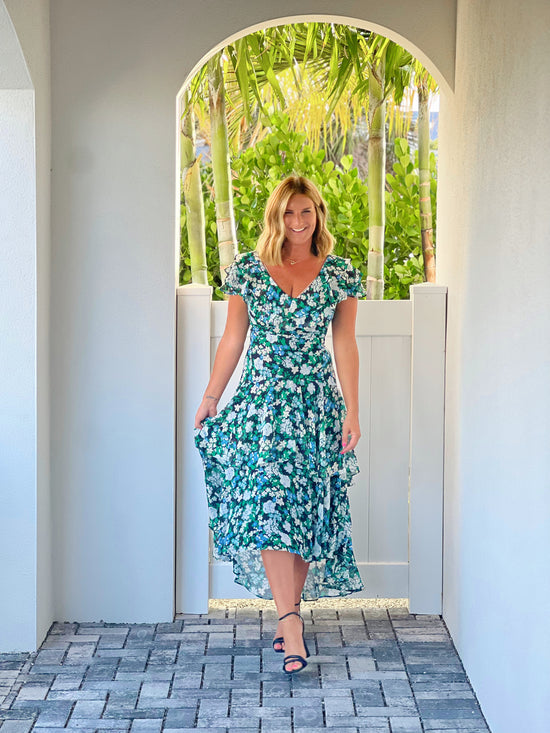 Sugarlips Ruffle Sleeve Tiered Midi Dress