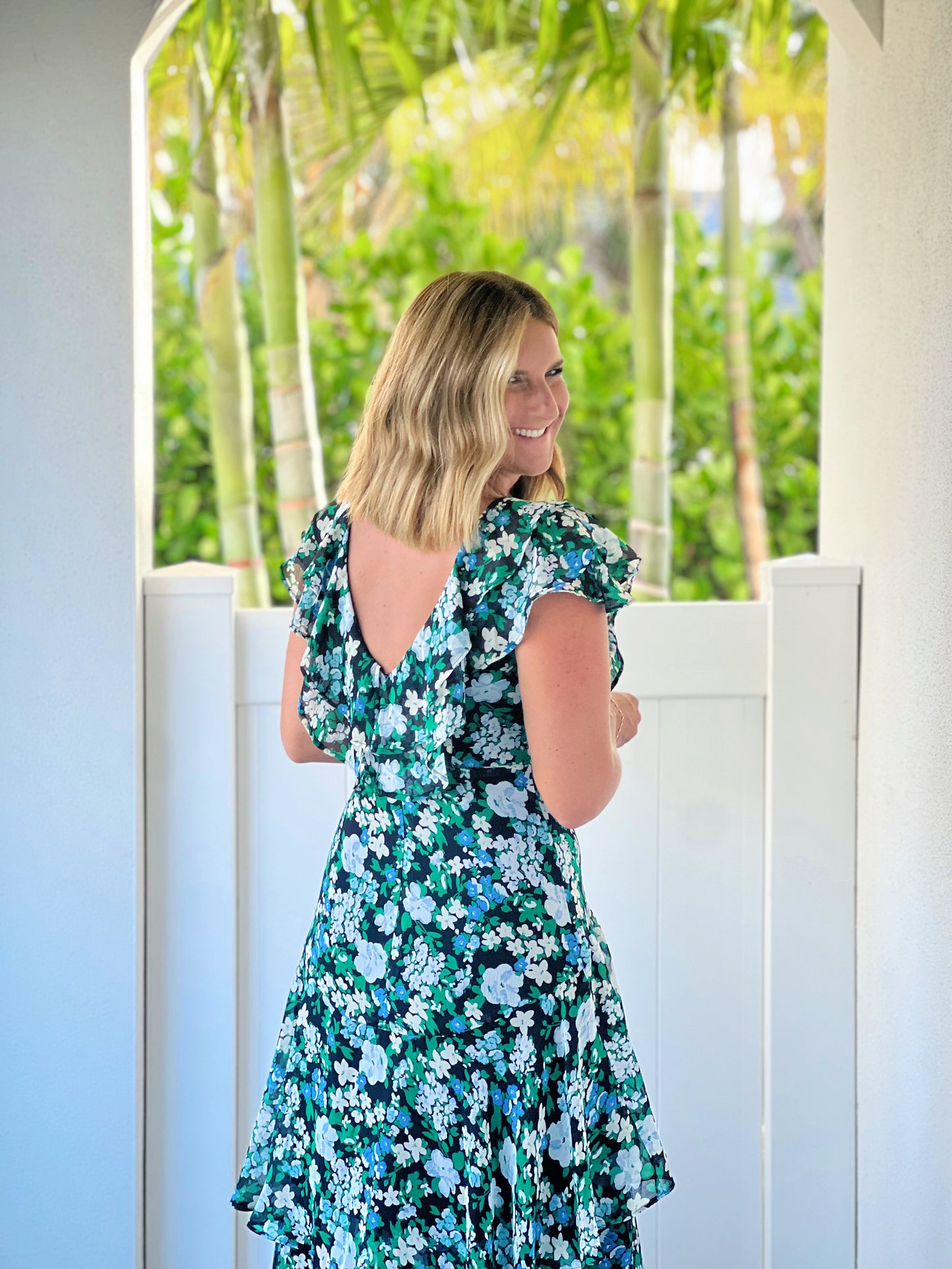 Sugarlips Ruffle Sleeve Tiered Midi Dress