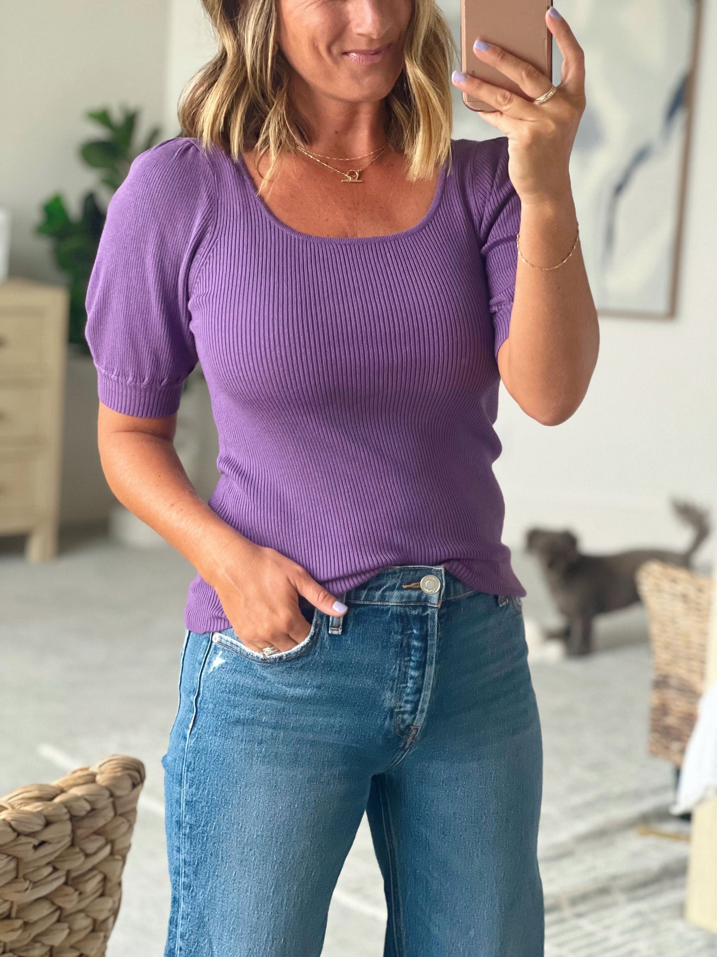 Load image into Gallery viewer, Vanessa Puff Sleeve Top- Purple
