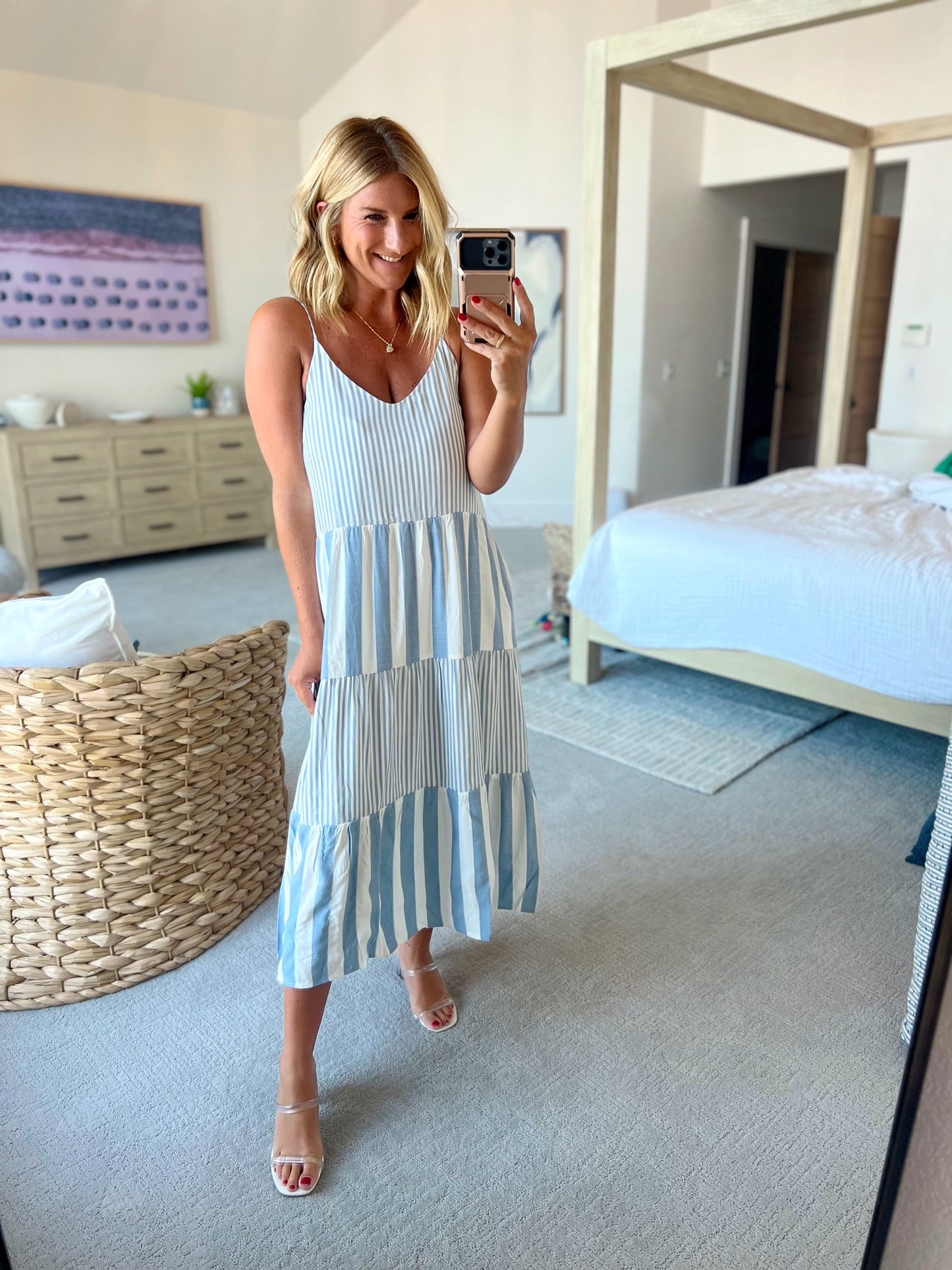 Dasha Multi Stripe Maxi Dress Living In Yellow