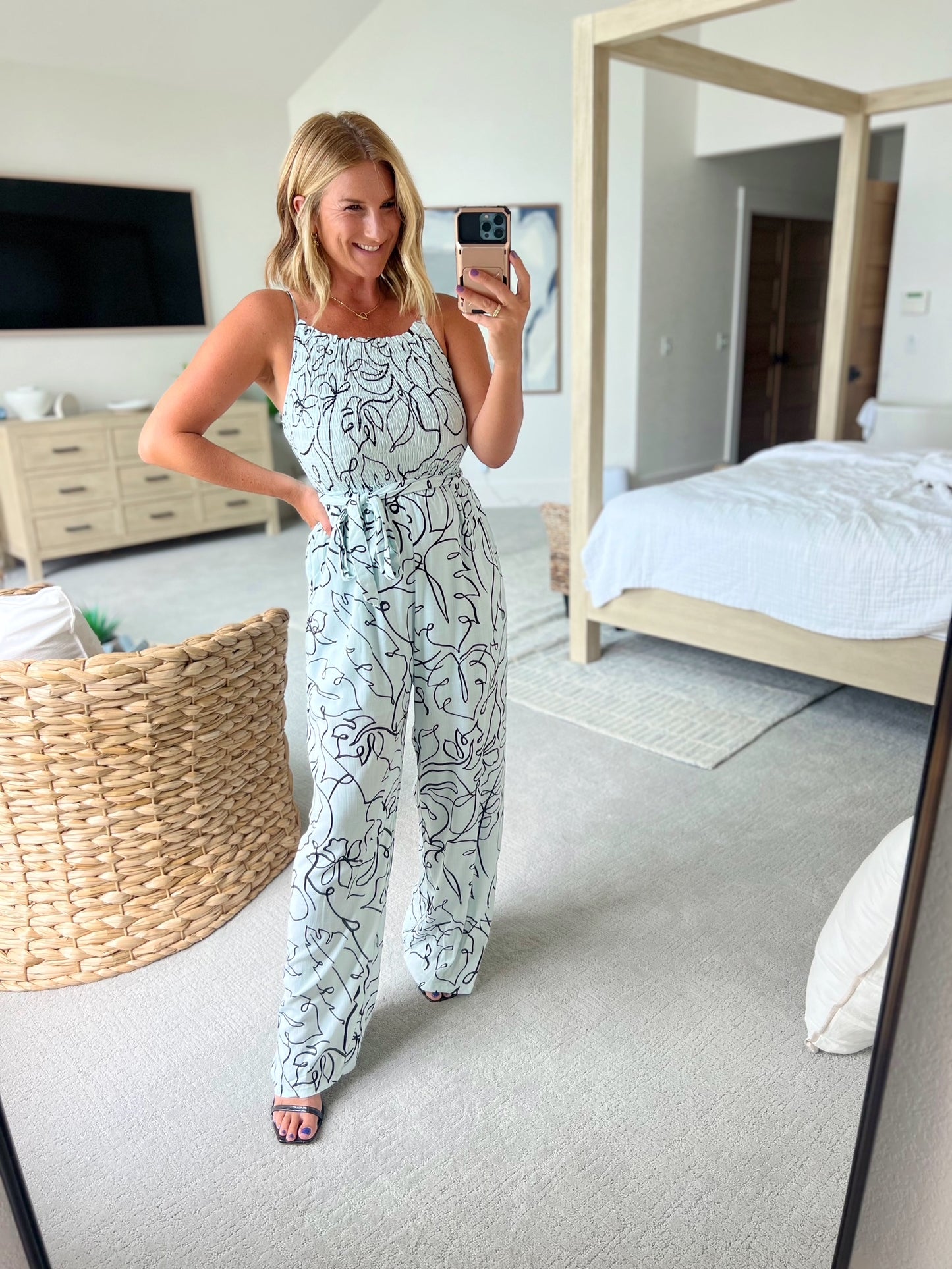Smocked jumpsuit top