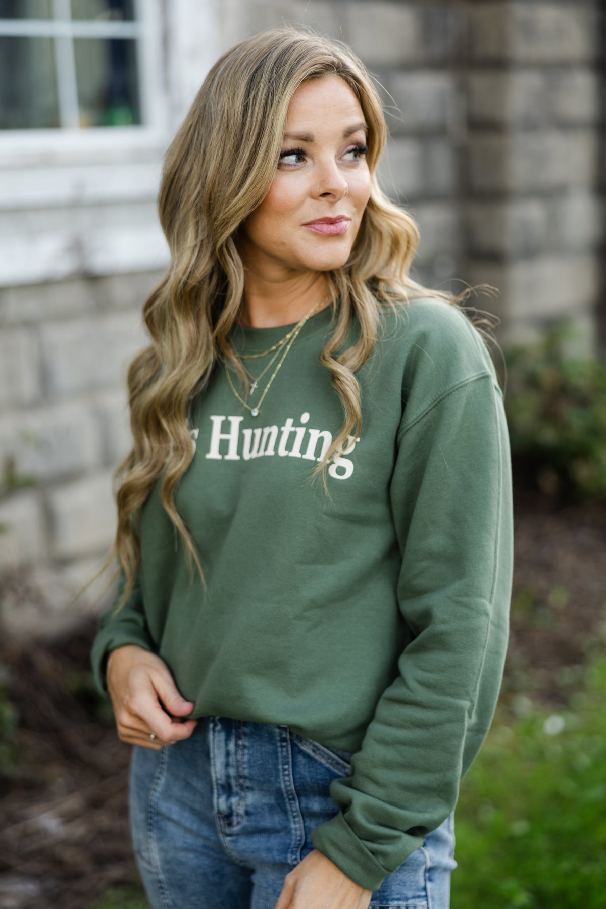 He's Hunting Graphic Sweatshirt