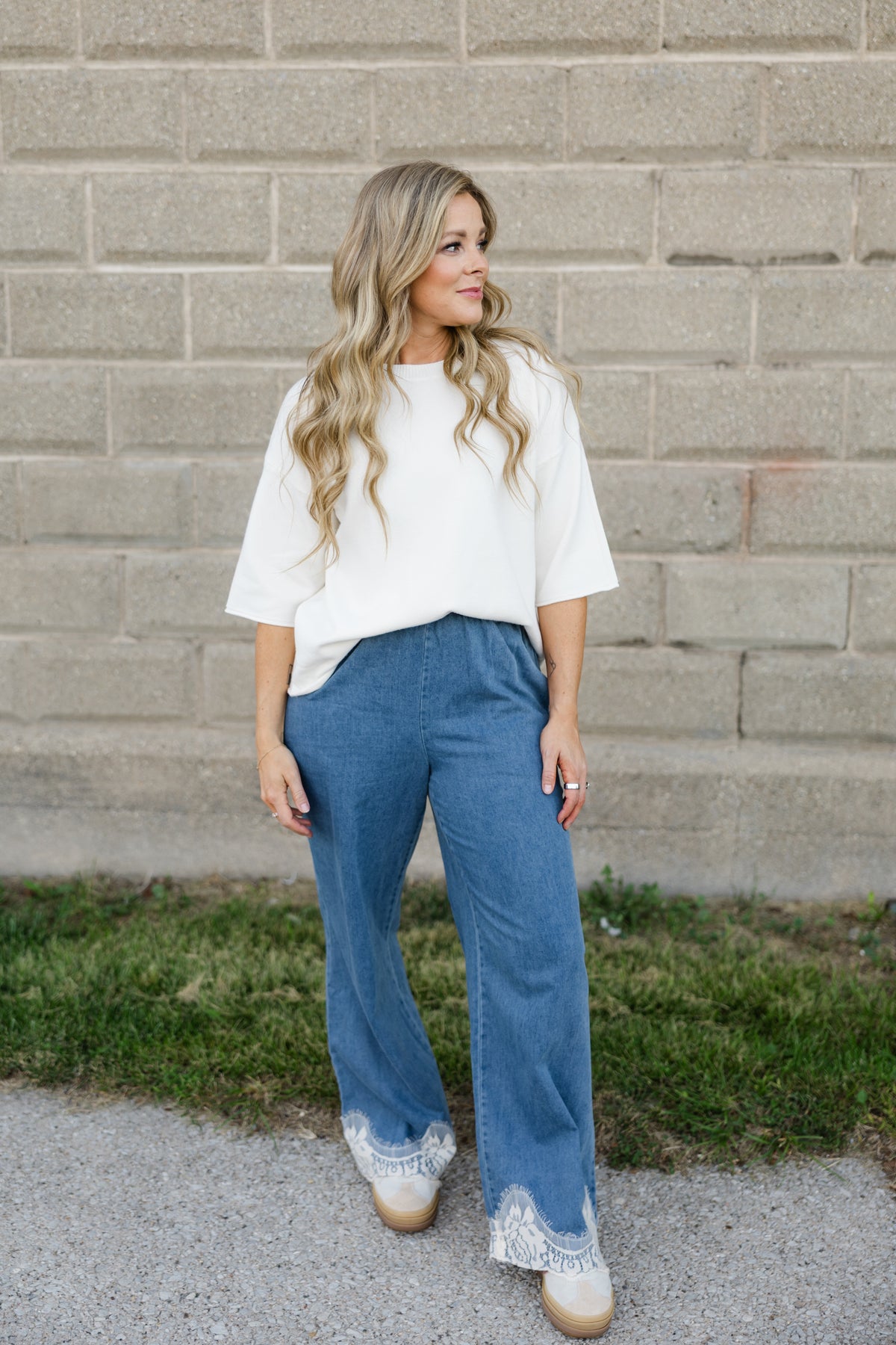 Festival Wide Leg Denim with Lace