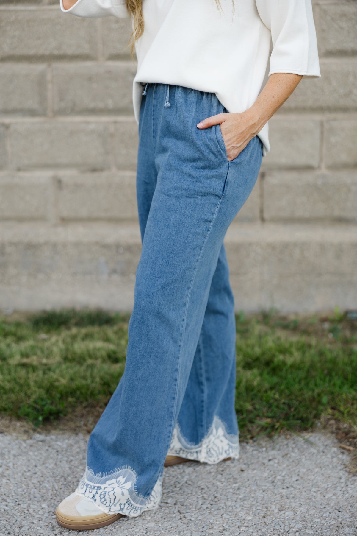 Festival Wide Leg Denim with Lace
