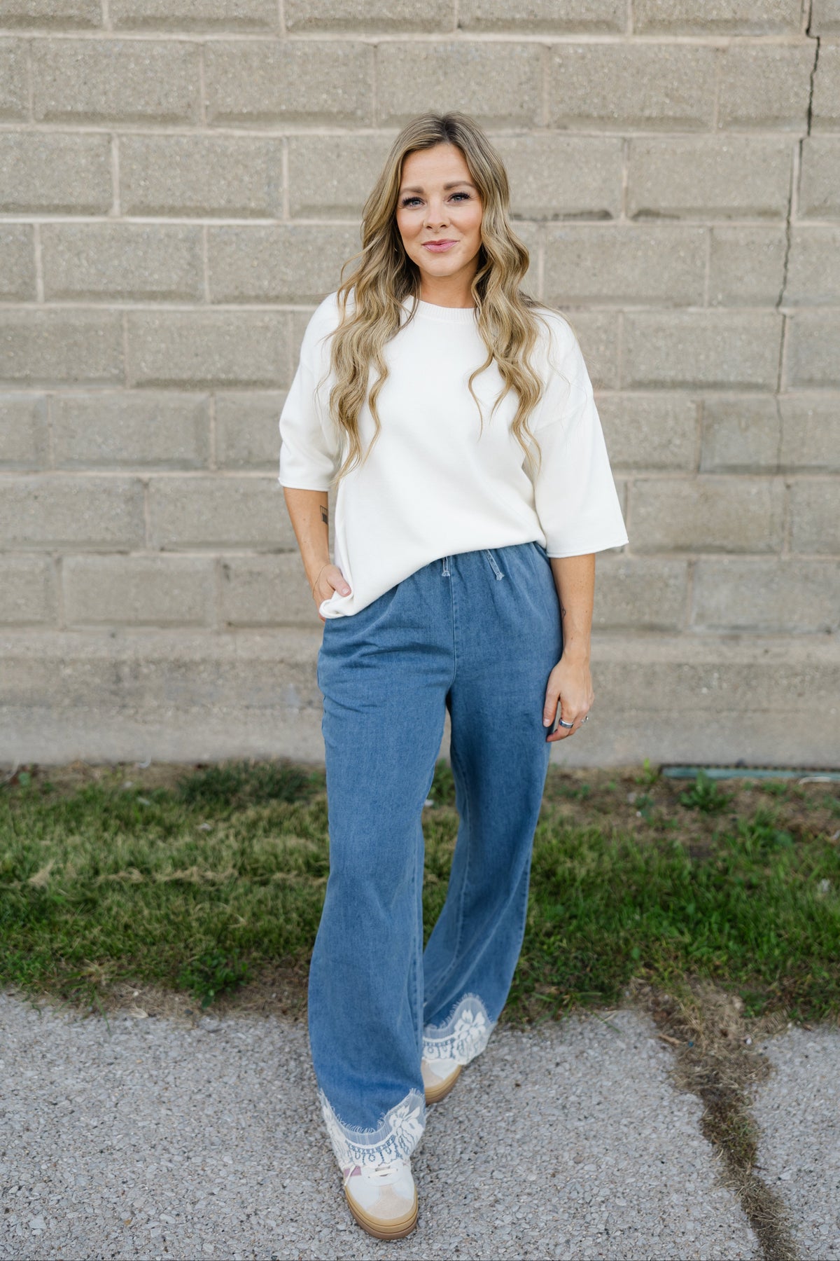Festival Wide Leg Denim with Lace