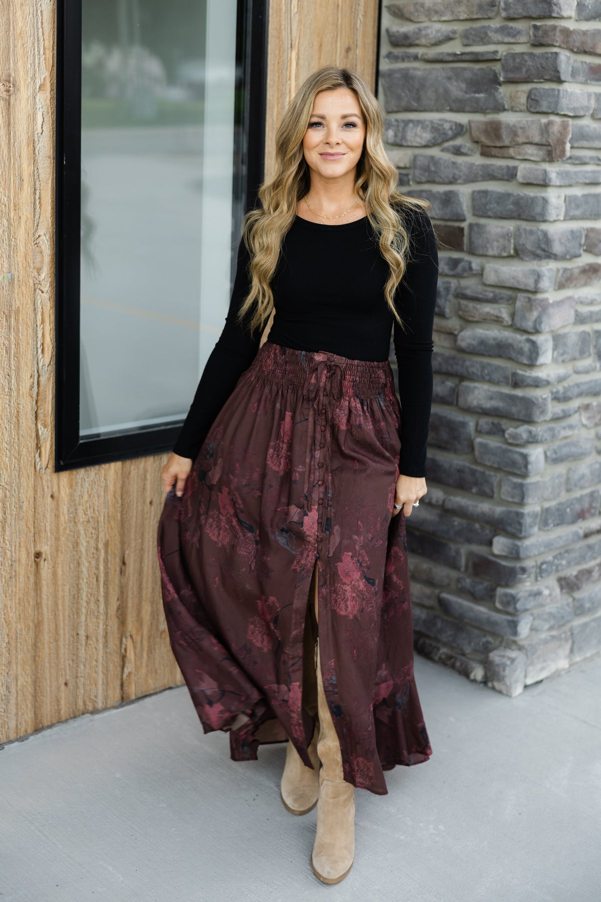 Kate Floral Button Front Maxi Skirt