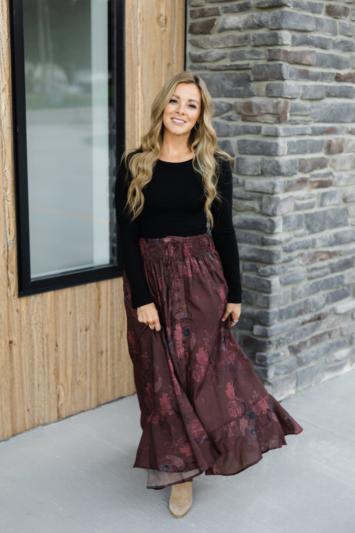 Kate Floral Button Front Maxi Skirt