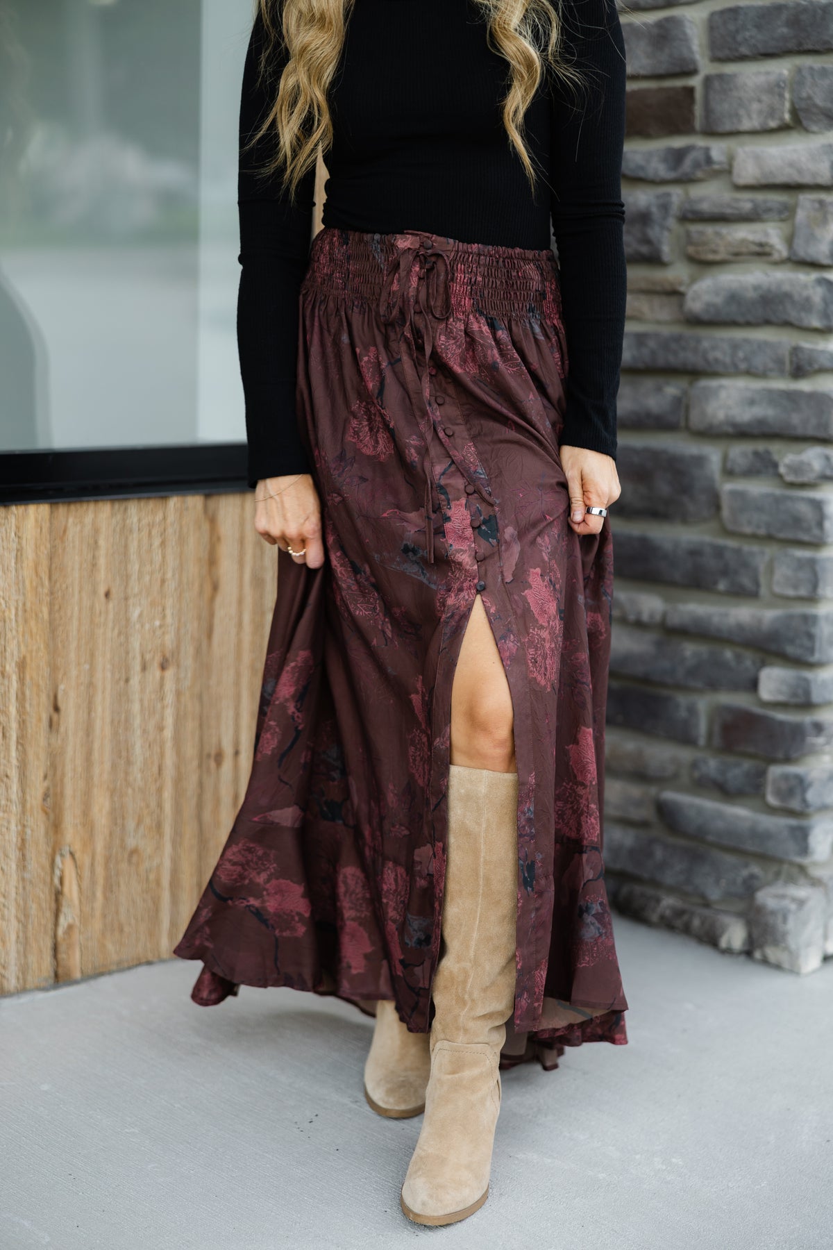 Kate Floral Button Front Maxi Skirt
