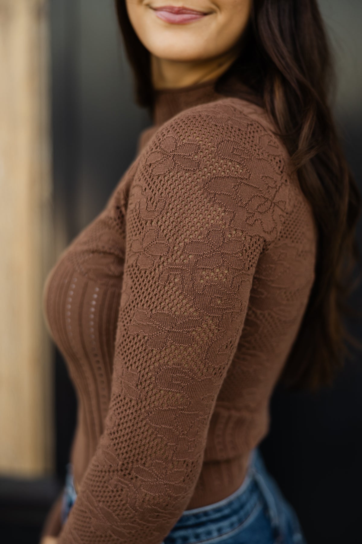 Ginger Pointelle Fitted Long Sleeve